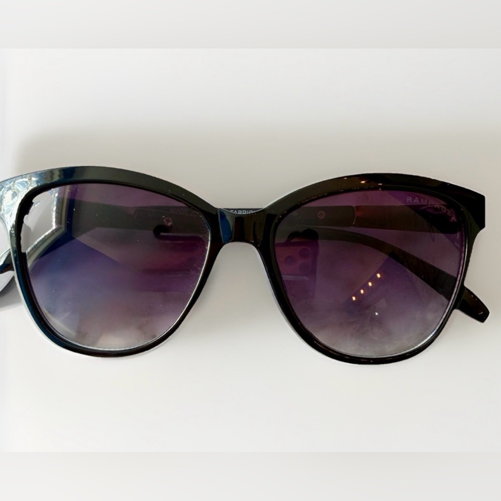 Rampage Women’s cat eye Sunglasses gray Gradient Lens Black Frame With Jewels